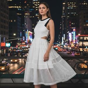 Amy Lynn Contrast Mesh Cut Out dress size M